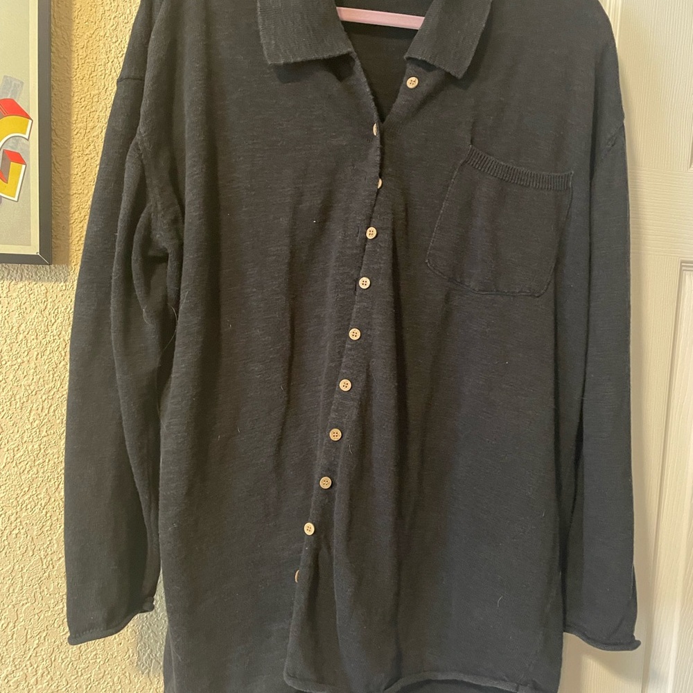 New Free People Black Button Down Shirt